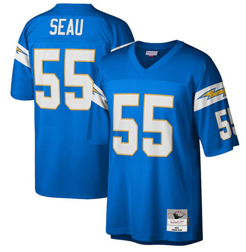 Men's Los Angeles Chargers #55 Junior Seau Blue Stitched Jersey